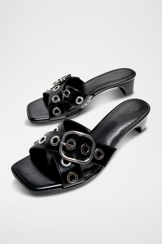 Mules à talons - Noir et argenté