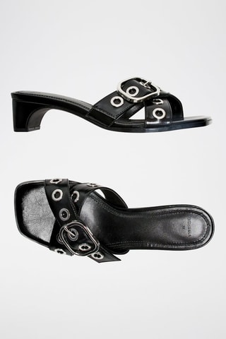 Mules à talons - Noir et argenté