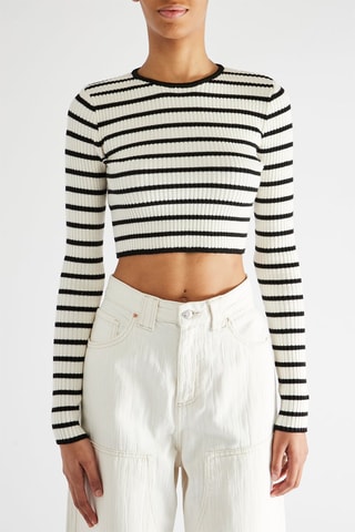 Pull court - Ecru et noir