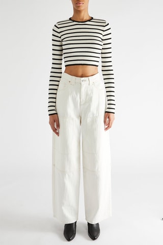 Pull court - Ecru et noir