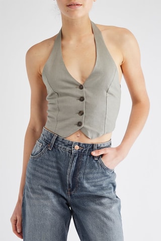 Gilet en lin sans manches - Kaki clair