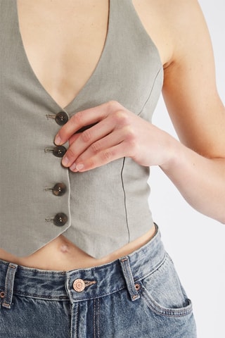 Gilet en lin sans manches - Kaki clair