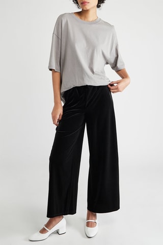 Pantalon wide legs en velours taille haute - Noir