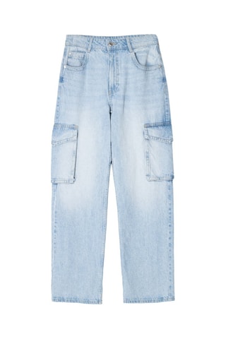 Calças de ganga cargo - Azul-claro