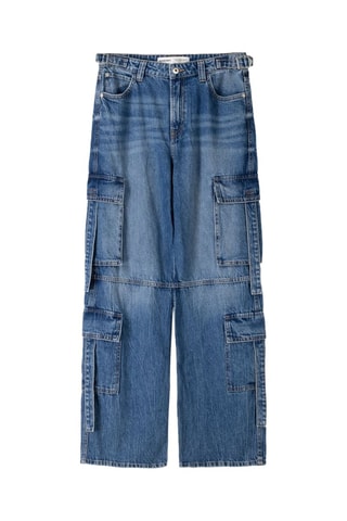 Jean cargo - Bleu pétrole