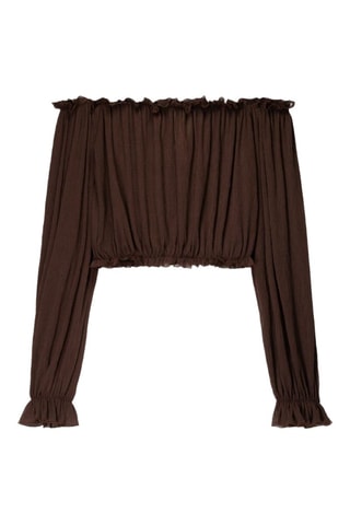 Crop top volanté - Marron