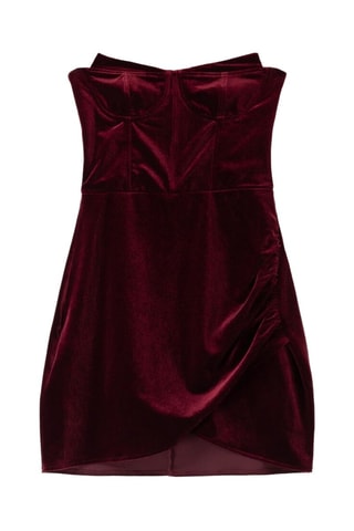 Robe bustier en velours - Bordeaux