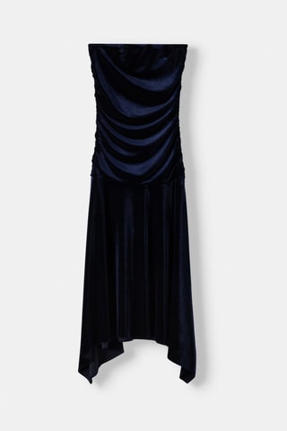 Robe bustier en velours - Bleu nuit