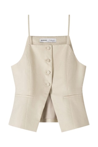Gilet de costume en lin sans manches - Beige