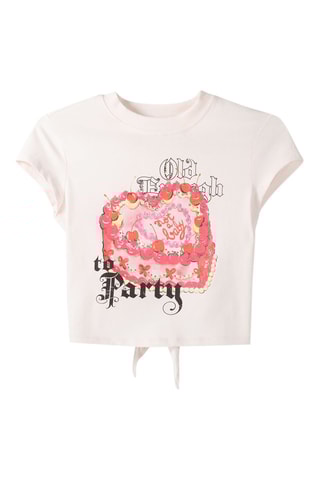 T-shirt cropped - Rose et blanc