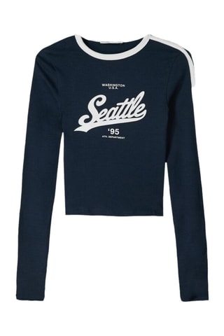 T-shirt cropped - Bleu marine