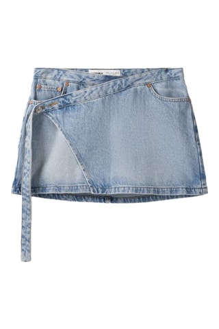 Jupe portefeuille en jean - Bleu clair