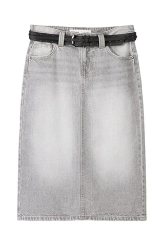 Jupe droite en jean - Gris clair