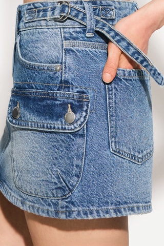 Minijupe en jean taille haute - Bleu