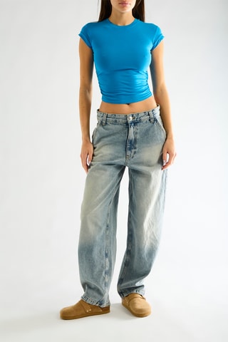 T-shirt cropped - Bleu clair