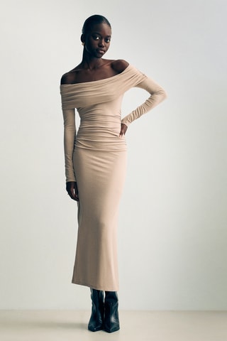 Robe drapée - Beige