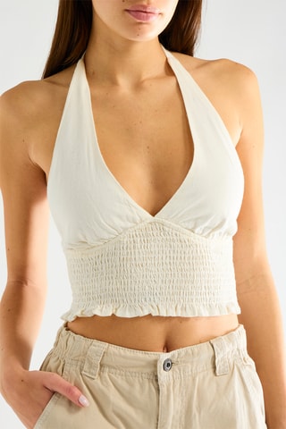 Crop top en lin - Blanc
