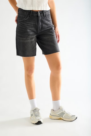 Bermuda en jean taille haute - Noir