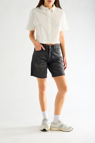 Bermuda en jean taille haute - Noir