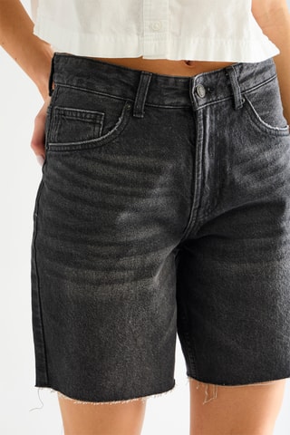 Bermuda en jean taille haute - Noir