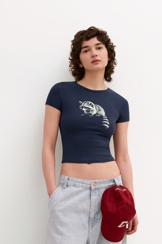 T-shirt cropped - Bleu marine