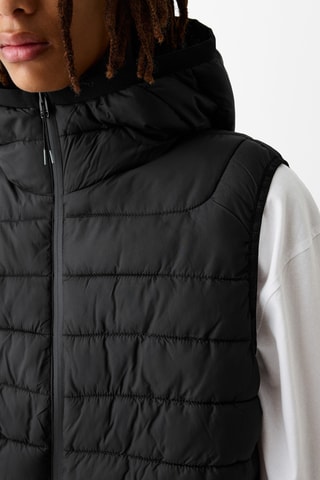 Doudoune sans manches à capuche - Noir