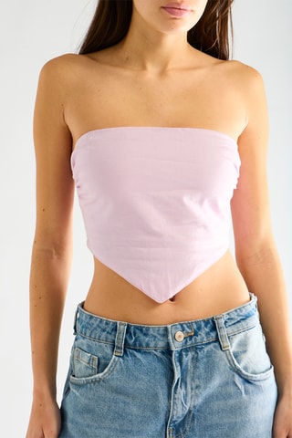 Top bustier en lin - Rose