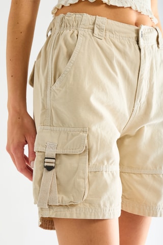 Bermuda cargo taille haute - Ecru