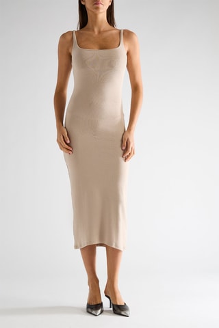 Robe droite sans manches - Beige