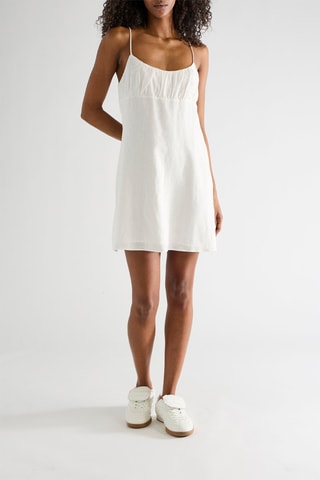 Robe courte en lin sans manches - Blanc
