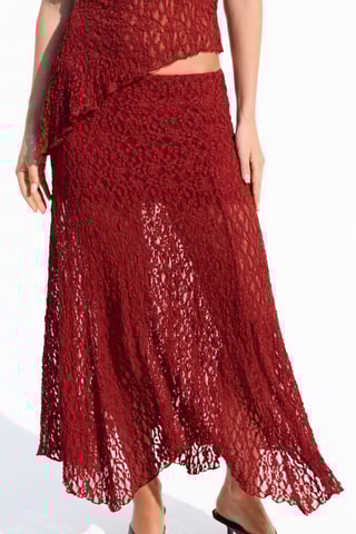 Jupe midi en dentelle - Bordeaux