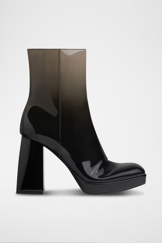 Bottines vernies Noir et kaki