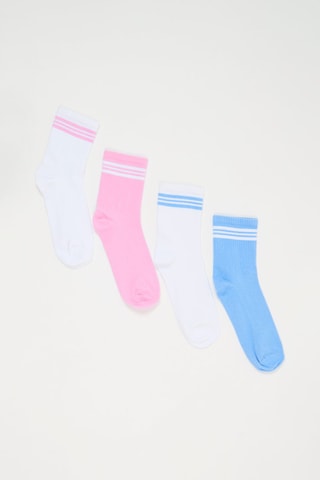 4 paires de chaussettes - Blanc, rose et bleu