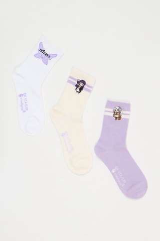 3 paires de chaussettes - Blanc, crème et lavande