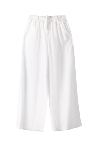 Pantalon wide legs en lin - Blanc