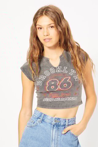 Crop top - Anthracite chiné