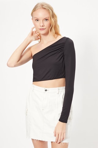Crop top asymétrique - Noir