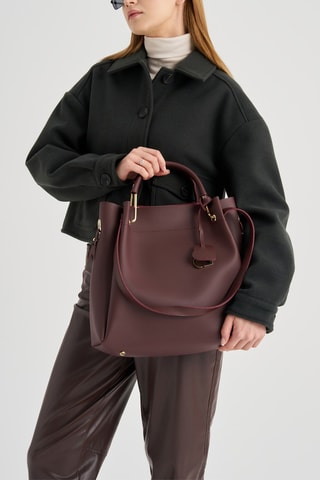 Handtas Chocoladebruin - Rood