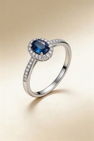 Anillo Courtoisie - Oro blanco, diamantes y zafiro