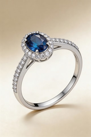 Anillo Courtoisie - Oro blanco, diamantes y zafiro