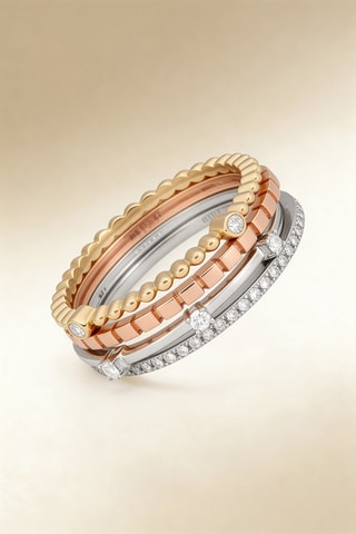 4 solitarios Harmonie - Oro tricolor y diamantes