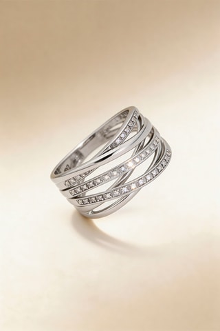 Anillo Méli-mélo scintillant - Oro blanco y diamantes