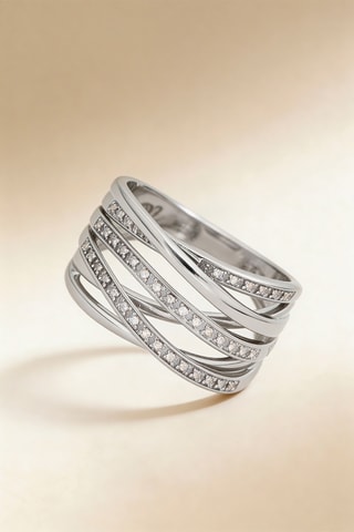 Anillo Méli-mélo scintillant - Oro blanco y diamantes