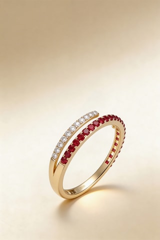 Anillo Lyson - Oro amarillo, diamantes y rubíes