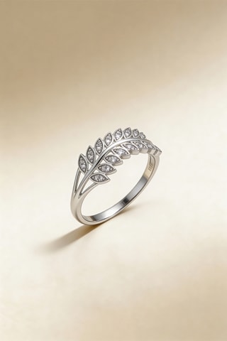 Anillo Feuillage Lumineux - Oro blanco y diamantes