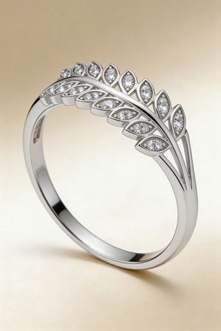 Anillo Feuillage Lumineux - Oro blanco y diamantes