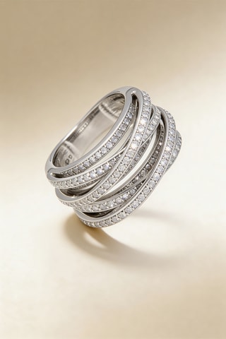 Anillo New Entrelacs Candides -  Oro blanco y diamantes