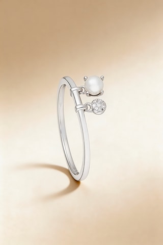 Anillo Dazzling pearl - Oro blanco, diamantes y perla de agua dulce