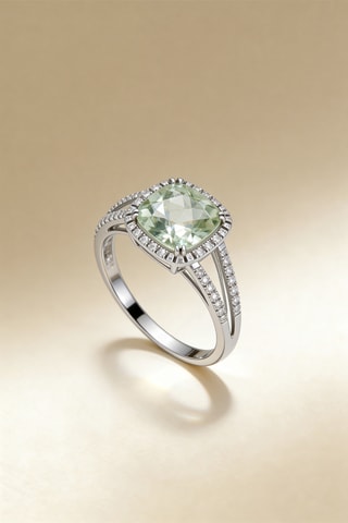 Anillo Divine Améthyste Verte - Oro blanco, diamantes y amatista