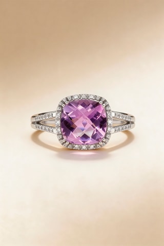 Anillo Divine Améthyste  -  Oro blanco, diamantes y amatista
